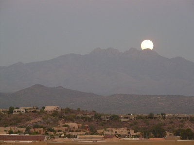 Moon rise over Four Peaks AZ